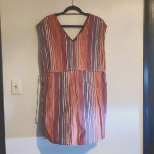 Women's striped tunic with drawstring